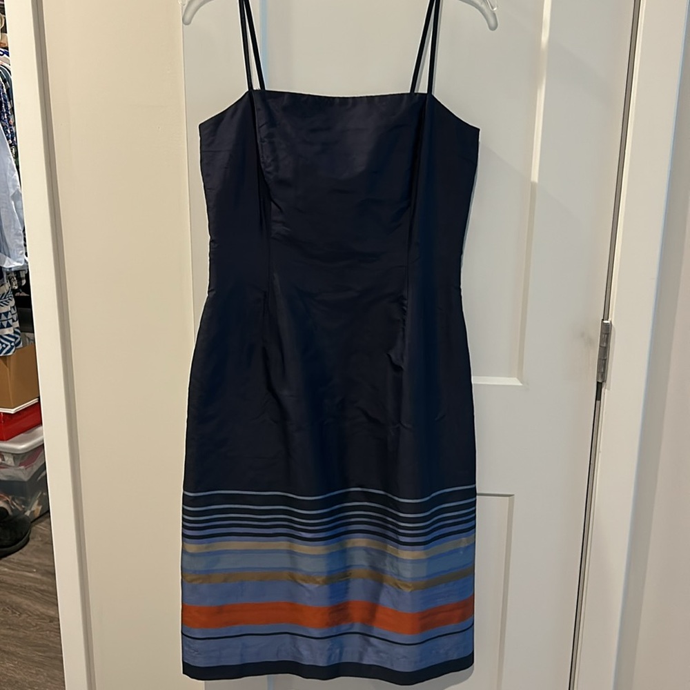 Ann Taylor classic navy shantung silk dress, NWT